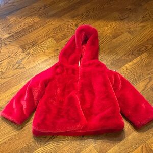 Kids Red Faux Fur Jacket